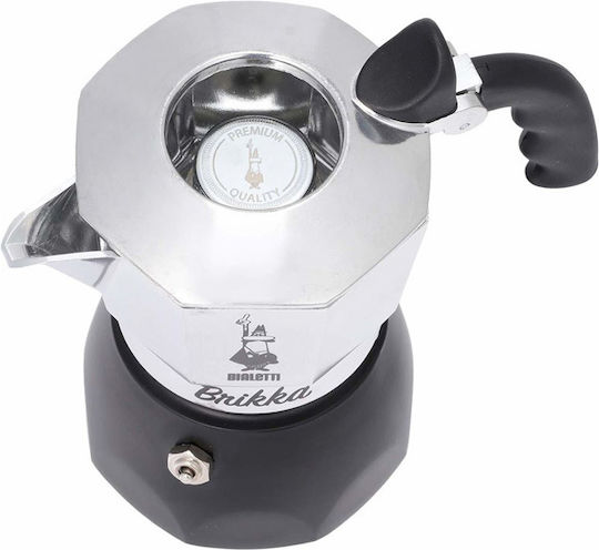 Bialetti Brikka Electric Stovetop Espresso Pot for 4 Cups Silver