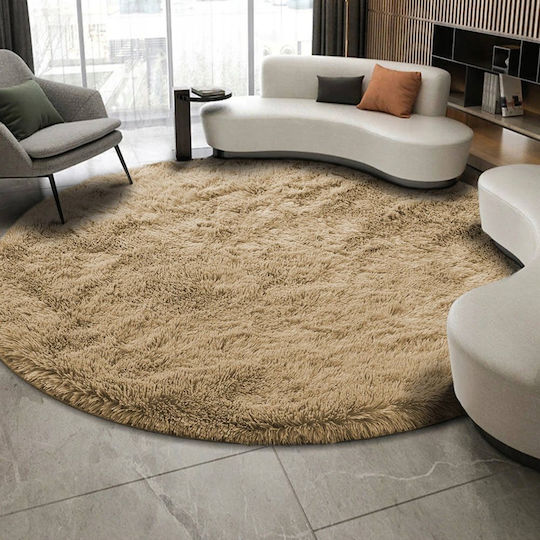 Strado Shaggy Round Rug Cappuccinocamel (Light Brown) Φ100cm
