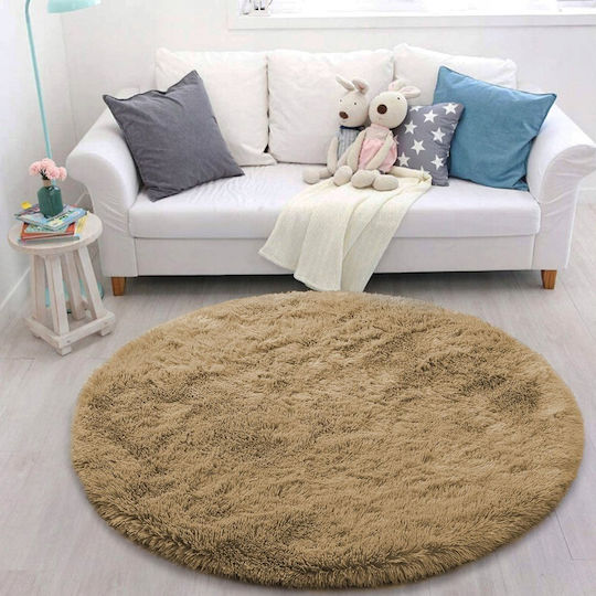 Strado Shaggy Round Rug Cappuccinocamel (Light Brown) Φ100cm