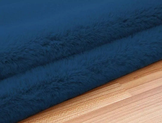 Strado Carpets Teppich Rund Synthetisch,Polyester/Cotton/Leather Dark Blue