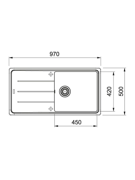 Franke Basis Bfg 611-97 1140663193 Drop-In Мивка от Синтетичен Гранит Ш97xД50см Мат черно