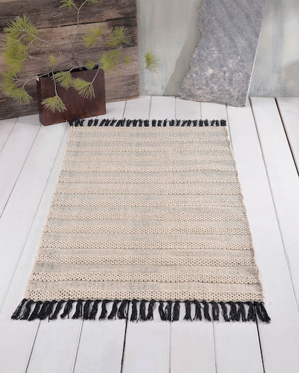 Rythmos Juno Teppich Rechteckig Baumwolle mit Fransen Beige
