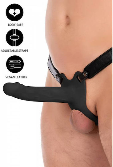 Zoni Strap On Black Hollow Silicone Dildo Hidden Desire Inferno Hollow Penis Strap On Black 20cm