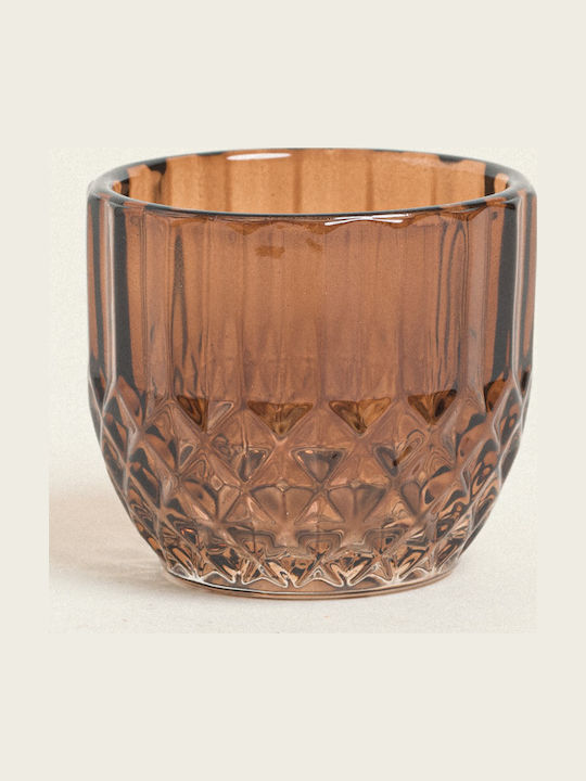 Beauty Home Kerzenhalter Glas in Gelb Farbe 5.5x6x6cm 1Stück