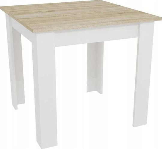Square Table Kitchen Wooden White 80x80cm