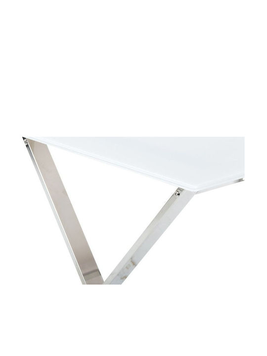 Table Kitchen Glass White With Silver 120x70cm
