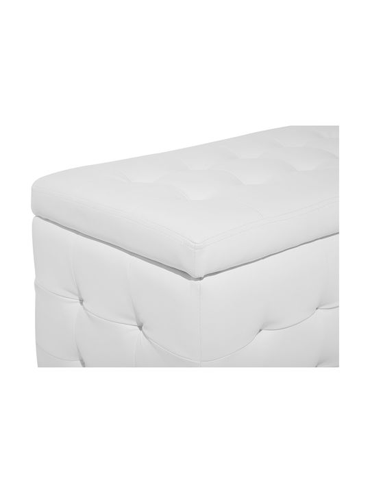 Leather Bench Stool with Storage Space White 72x42x40 cm