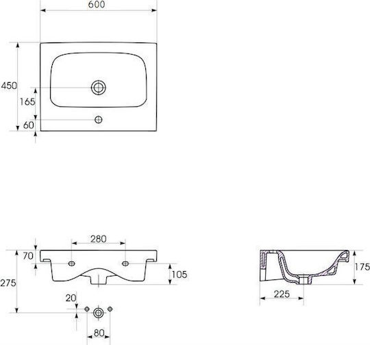 Cersanit Moduo Countertop Sink Ceramic with Faucet 45x60cm White