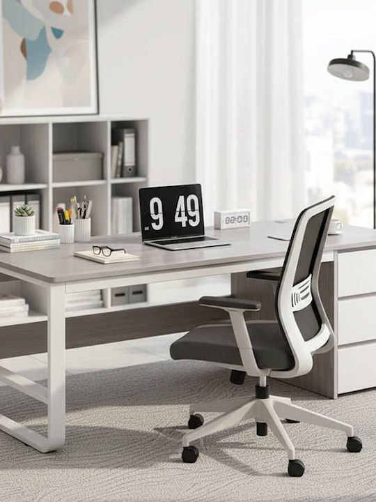 Desk Salto Wooden Grey-white with Metal Legs 120x48x74cm