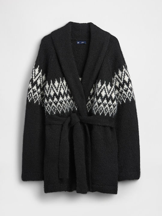 Long Women's Knitted Cardigan Black