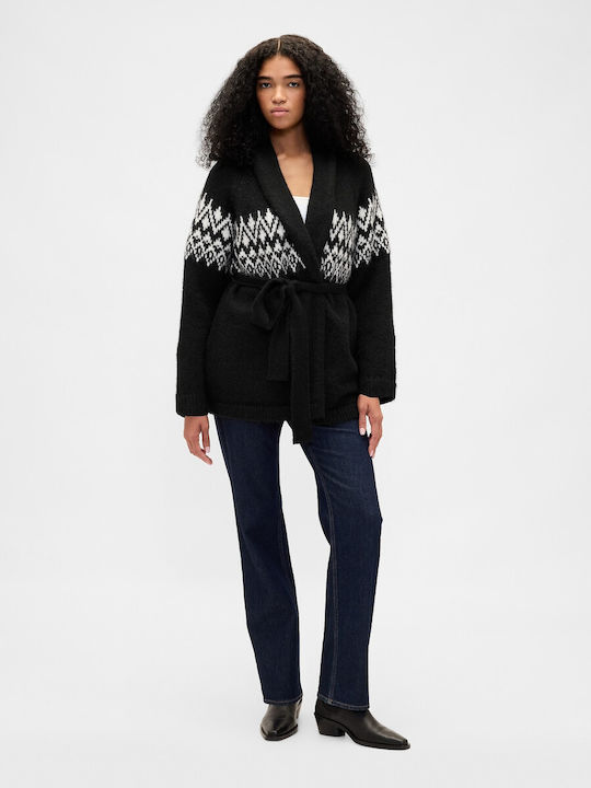 Long Women's Knitted Cardigan Black