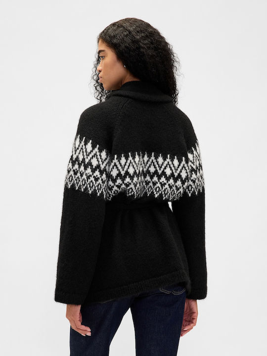 Long Women's Knitted Cardigan Black