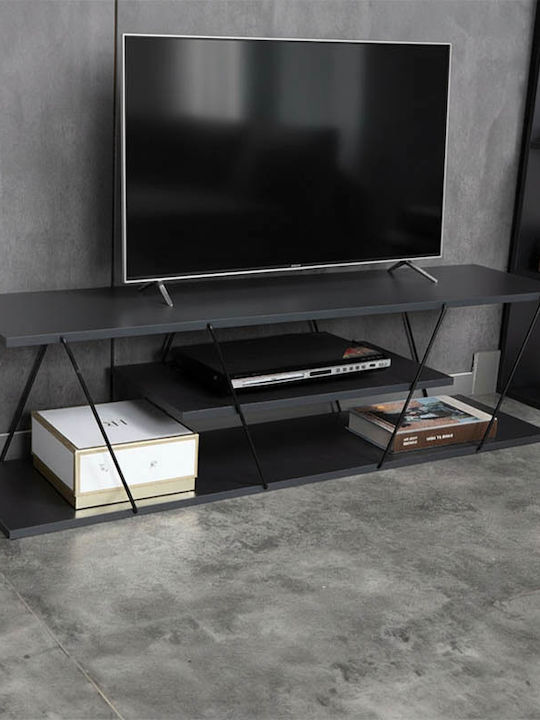 TV Stand Wooden Tars Anthracite-Black L120xW30xH33cm
