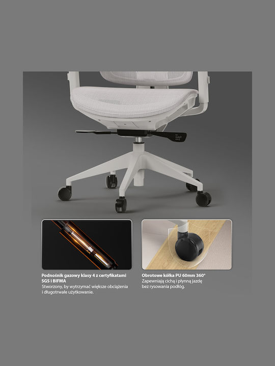 Nobu Office Chair with Fixed Arms Light Gray SENSE7