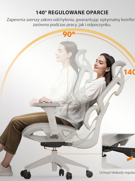 Nobu Office Chair with Fixed Arms Light Gray SENSE7