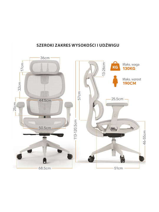 Nobu Office Chair with Fixed Arms Light Gray SENSE7