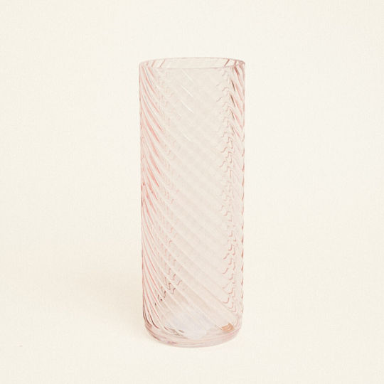 Kaemingk Βάζο Γυάλινο Ροζ Φ10xΥ26.5cm