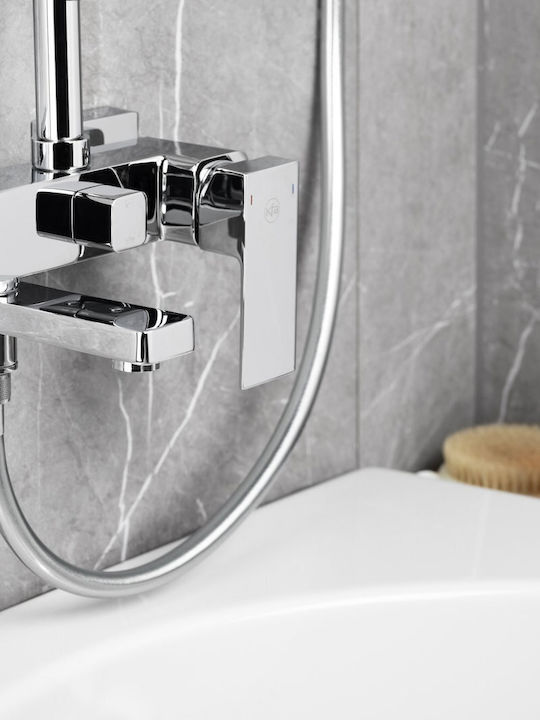 KFA Shower Column with Bathtub Mixer 155cm Silver