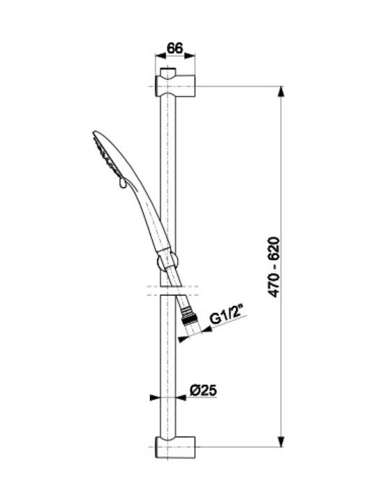 KFA Adjustable Shower Column without Mixer 62cm Black