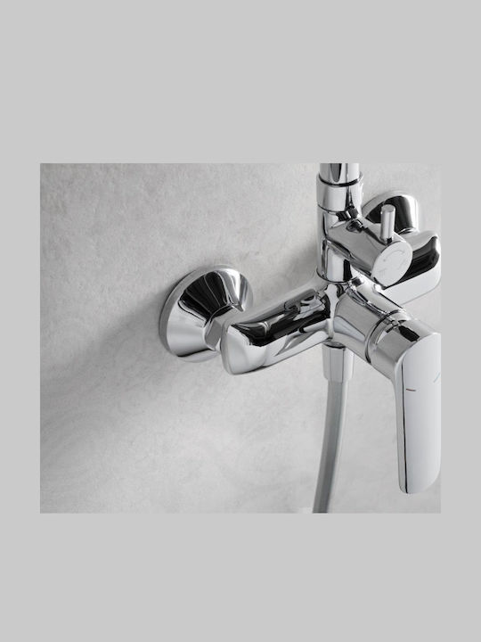 KFA Adjustable Shower Column with Bathtub Mixer 123.5cm Silver