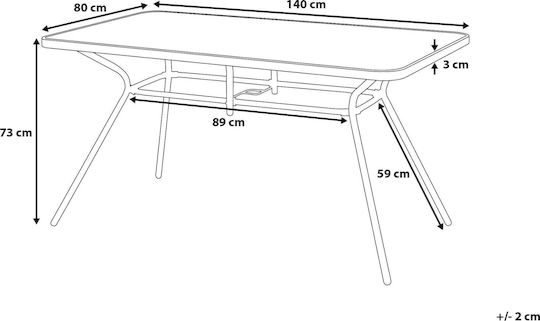 Metal Masa pentru spații exterioare Roz 140x80x73buc