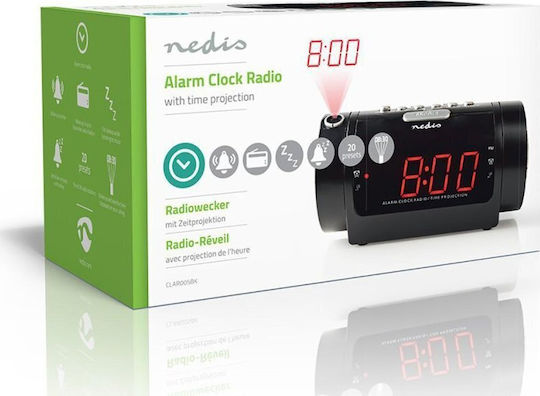 Nedis Масов Дигитален Часовник LED с Будилник и Радио Черен CLAR005BK