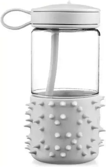 Melii Spikey Sticlă Pentru Copii Din Plastic Cu Pai Antivărsare Neagră 503ml