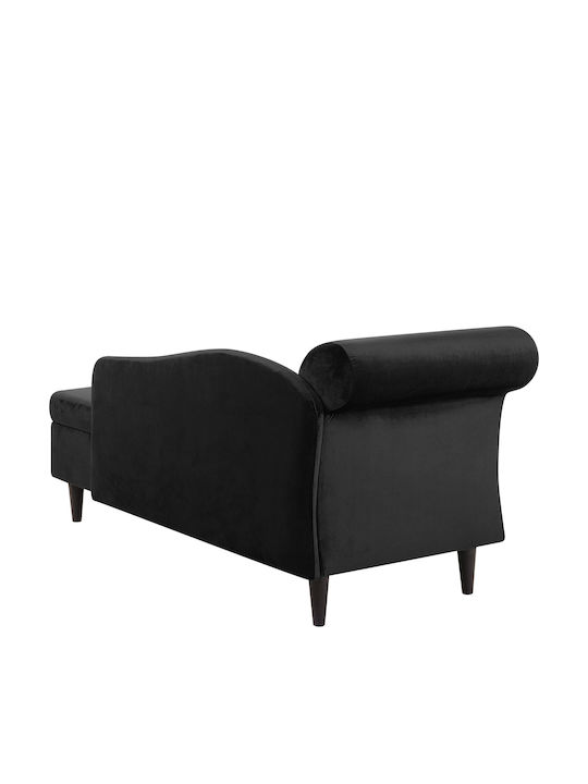 Beliani Velvet Chaise Longue Left Black Luiro