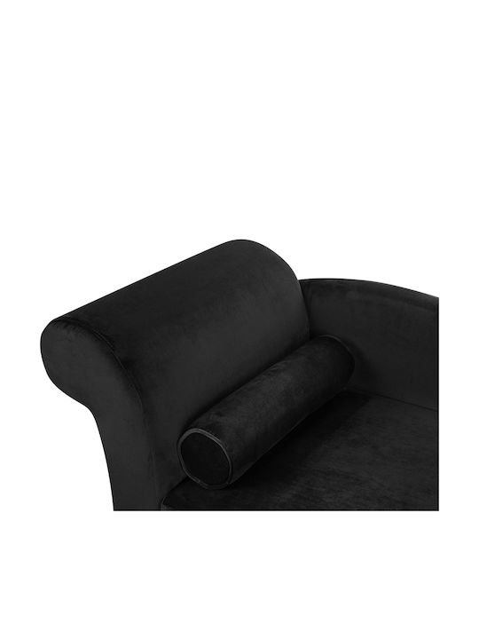 Beliani Velvet Chaise Longue Left Black Luiro