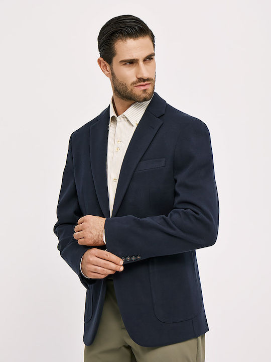 Men's Winter Suit Jacket Slim Fit Blue