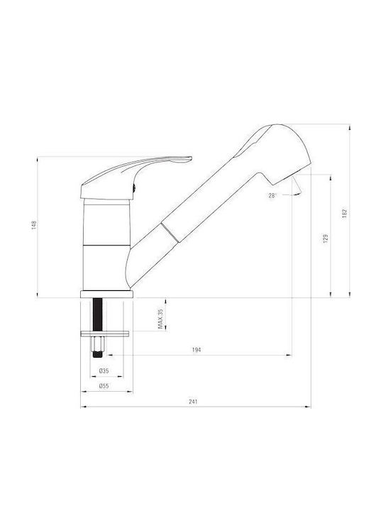 Deante Kitchen Faucet Counter with Shower Black