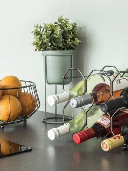 Present Time Tabletop Metallic Wine Rack for 6 Bottles Brown 31x16.5x22cm