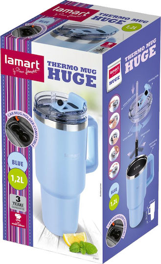 Lamart Glass Thermos Stainless Steel / Plastic 1.2lt Blue