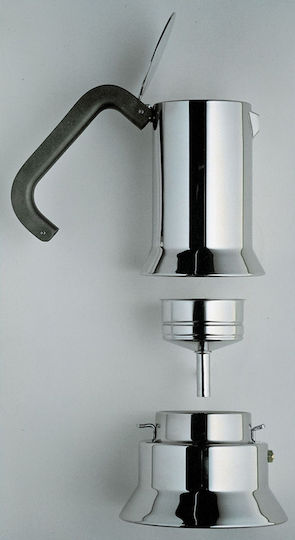 Alessi Cafetiere Pentru Plită 6 Căni Inox Maro