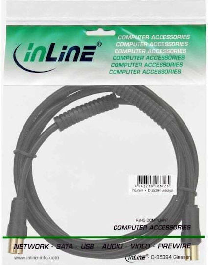 InLine Καλώδιο Κεραίας Coax male - Coax female Μαύρο 10m (69410P)