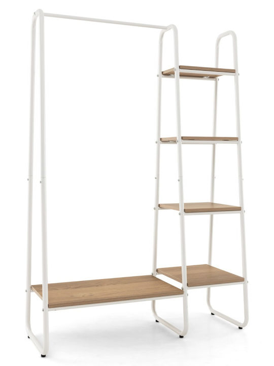 Costway Κρεμάστρα Δαπέδου από Ξύλο Λευκή 151x99.5cm