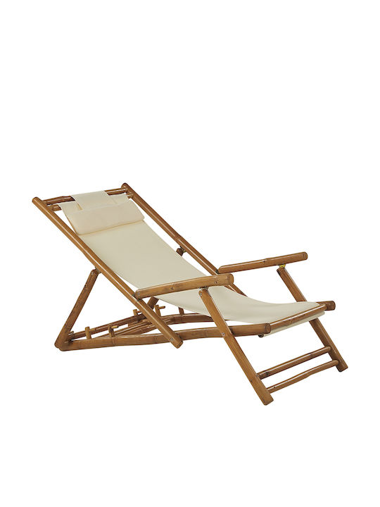 Deckchairs Bamboo with Brown Fabric 60x101x90cm