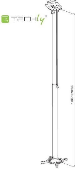 Techly Projector Mount Ceiling with Maximum Load Capacity of 15kg Gray