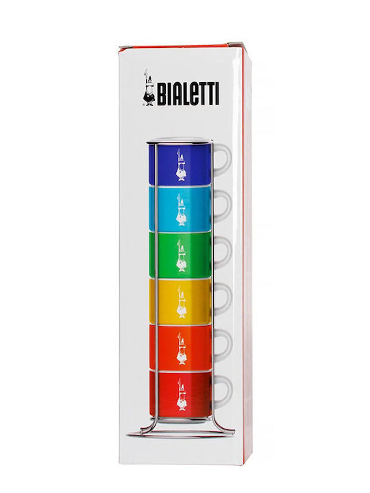 Bialetti Σετ Φλιτζάνια Espresso από Πορσελάνη Πολύχρωμα 50ml 6τμχ