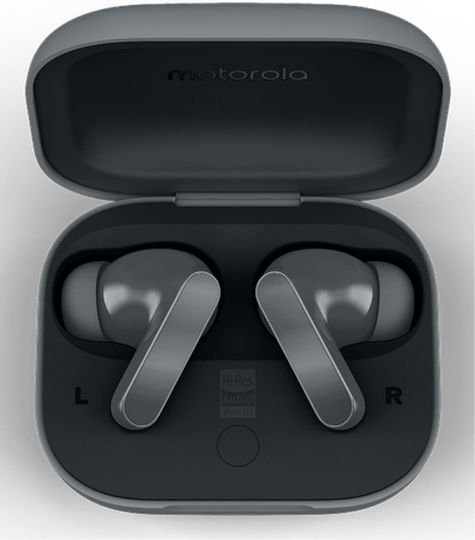 Motorola Moto Buds BASS Bluetooth Handsfree Earphones with Sweat Resistance and Charging Case Pantone Dark Shadow