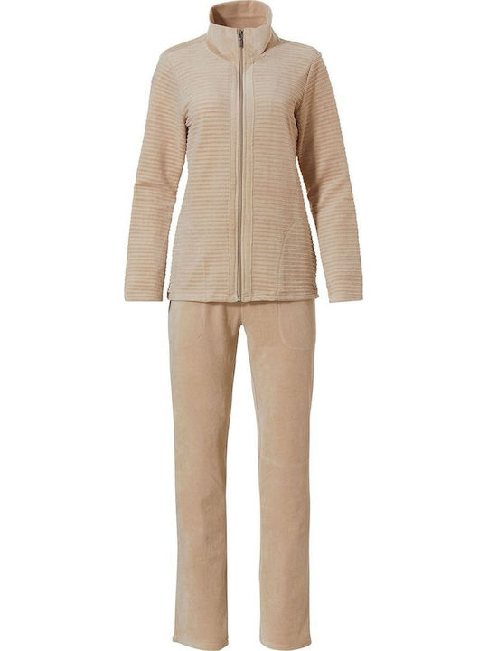 Pastunette Winter Women's Pyjama Set Soft Beige