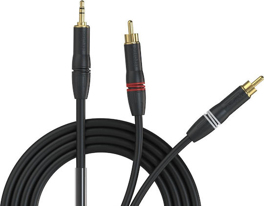 Procab 3,5mm Klinkenkabel - 2x RCA-Stecker Schwarz 1,5m