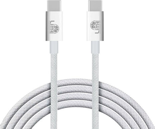 Lime Braided USB 2.0 Cable USB-C male - USB-C 68W PD Πράσινο 1m Bulk