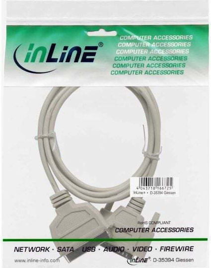 InLine Кабел RS232 25-пинов мъжки към Паралелен 36-пинов мъжки 2м (11442) 1бр