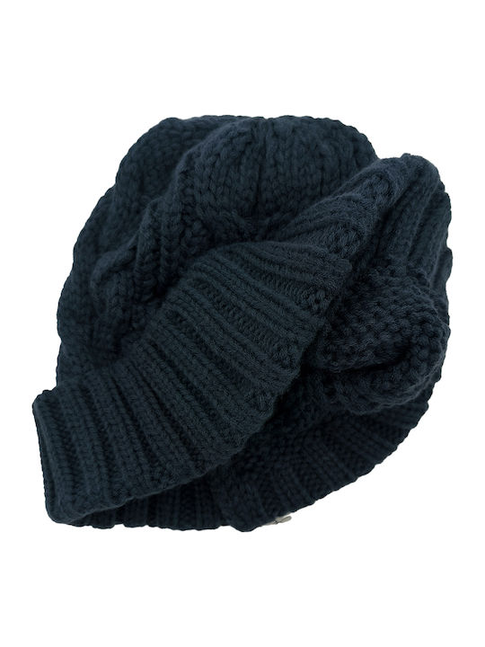 Beanie Unisex Beanie with Knit in Navy Blue color