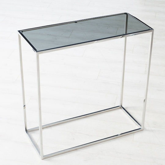 Konsolentisch-Set/2 Salsa 70x28x70,50cm 80x33x80,50cm Edelstahl Silber Grau Glas