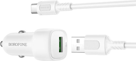 Borofone Auto-Ladegerät 18W 3A Schnellladung mit einem Anschluss: 1xUSB mit Kabel Typ-C,TC-TC Weiß Farbe