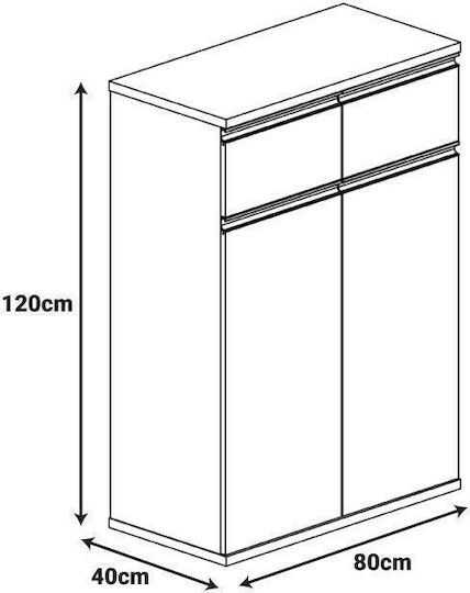 Office Storage Cabinet Oscar Wooden Walnut-Charcoal 200x40x120cm