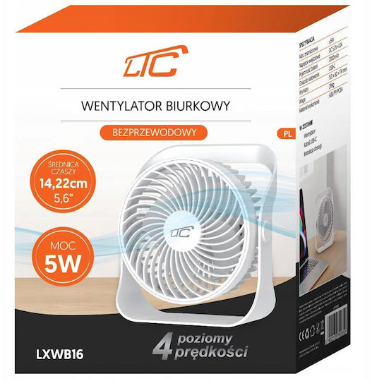 Kabelloses Schreibtischventilator USB 5W Weiß