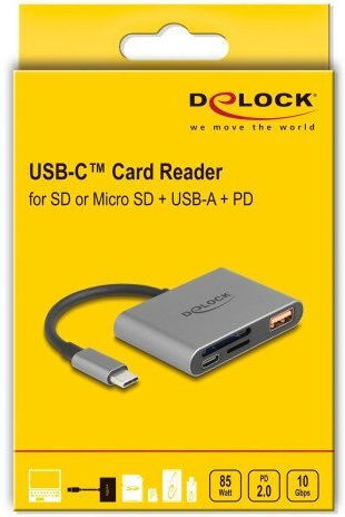 DeLock Card Reader USB 3.2 Type-C για SD/microSD Γκρι